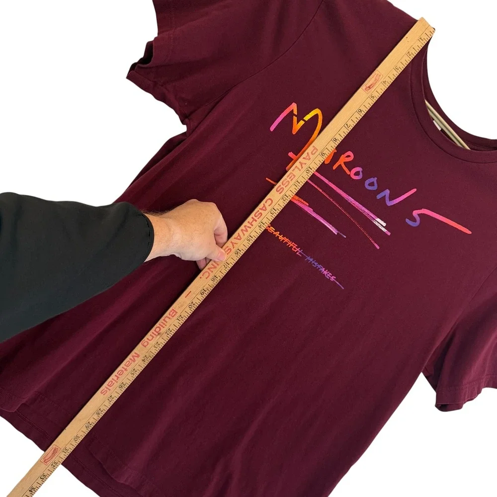 Maroon 5 Beautiful Mistakes Band T-Shirt Mens 2XL Burgundy Bella Canvas Graphic